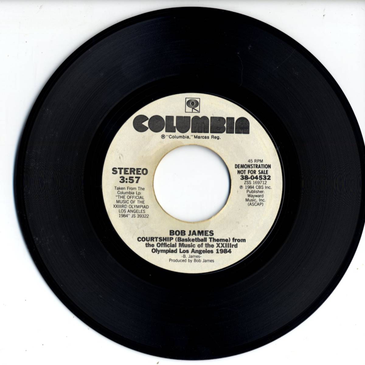 Bob James 「Courtship」 米国COLUMBIA盤プロモ用EPレコード　（1984年ロサンゼルス・オリンピック　バスケットボールのテーマ曲）_画像1
