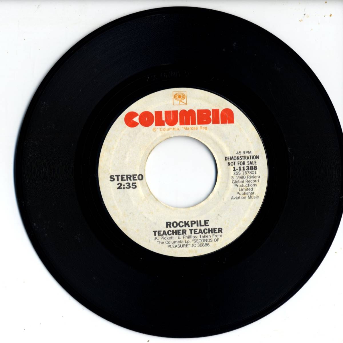 Rockpile (Dave Edmunds) 「Teacher Teacher」米国COLUMBIA盤プロモ用EPレコード _画像1