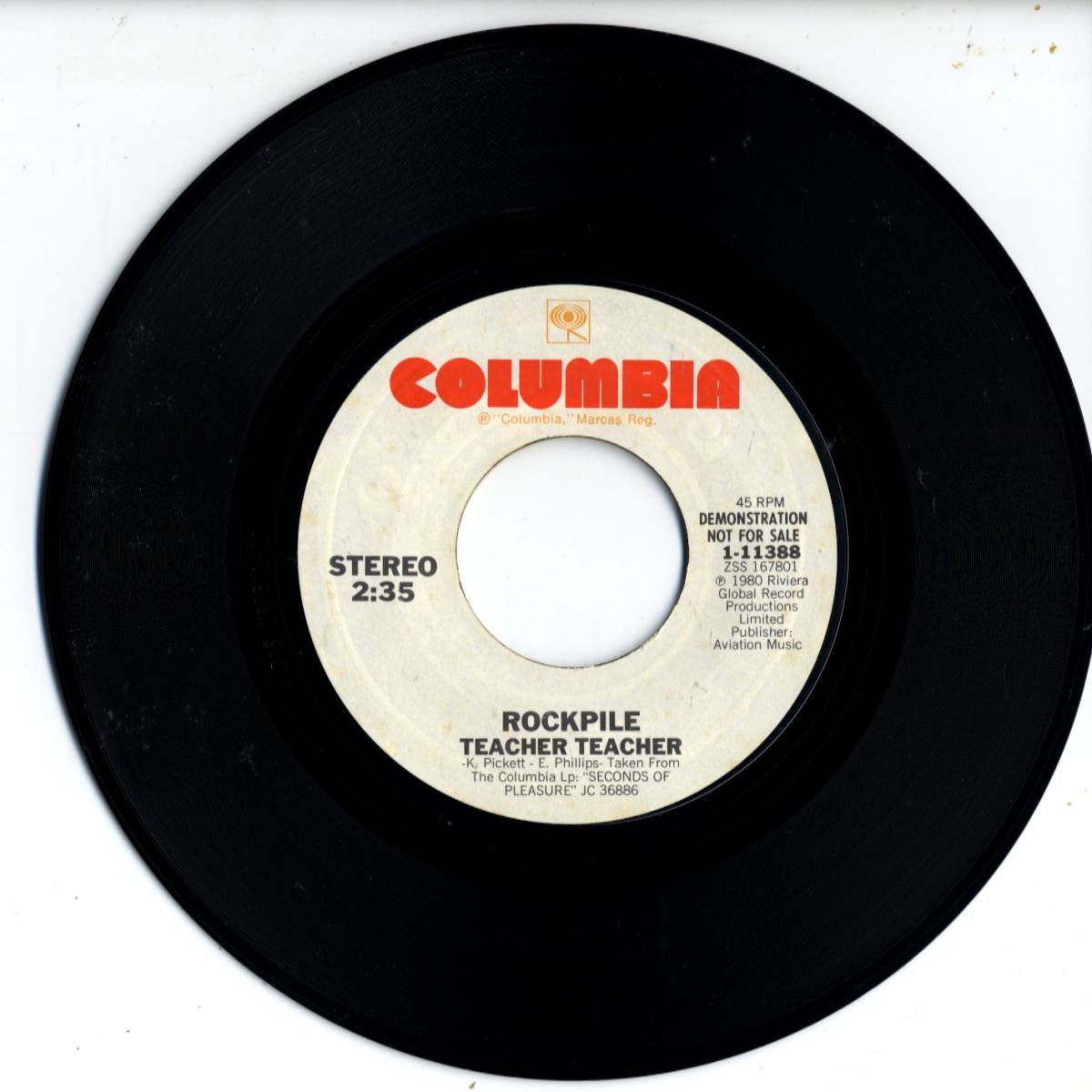 Rockpile (Dave Edmunds) 「Teacher Teacher」米国COLUMBIA盤プロモ用EPレコード _画像2