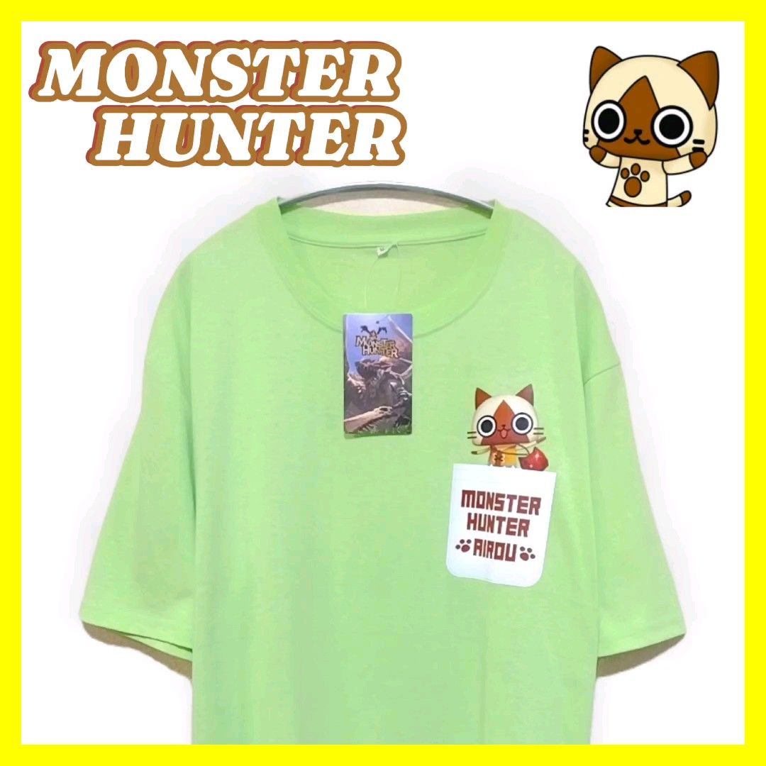 【新品】MONSTER HUNTER モンスターハンター AIROU アイルー 半袖 Tシャツ LL トップス キャラクター