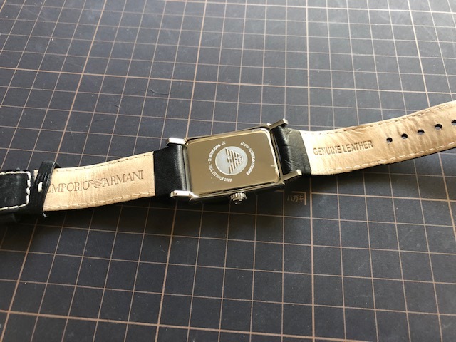  beautiful goods degree accessory attaching EMPORIO ARMANI Emporio Armani smoseko silver color original leather belt AR-0129 quarts men's wristwatch 