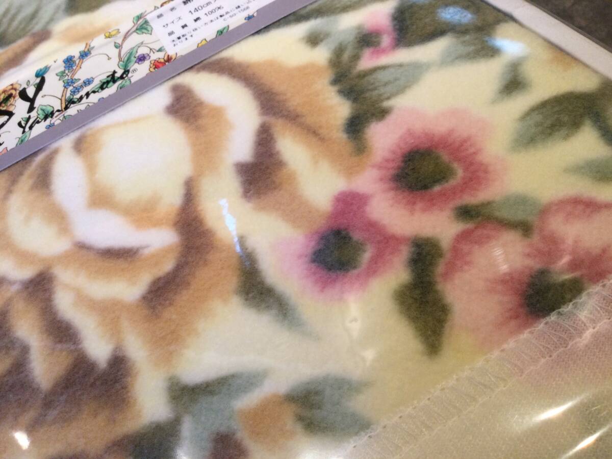 新品?未使用　Saymi　Yamamoto　綿毛布　140㎝×200㎝　アイボリー　バラ柄　毛布　シングルサイズ　寢具　保管品