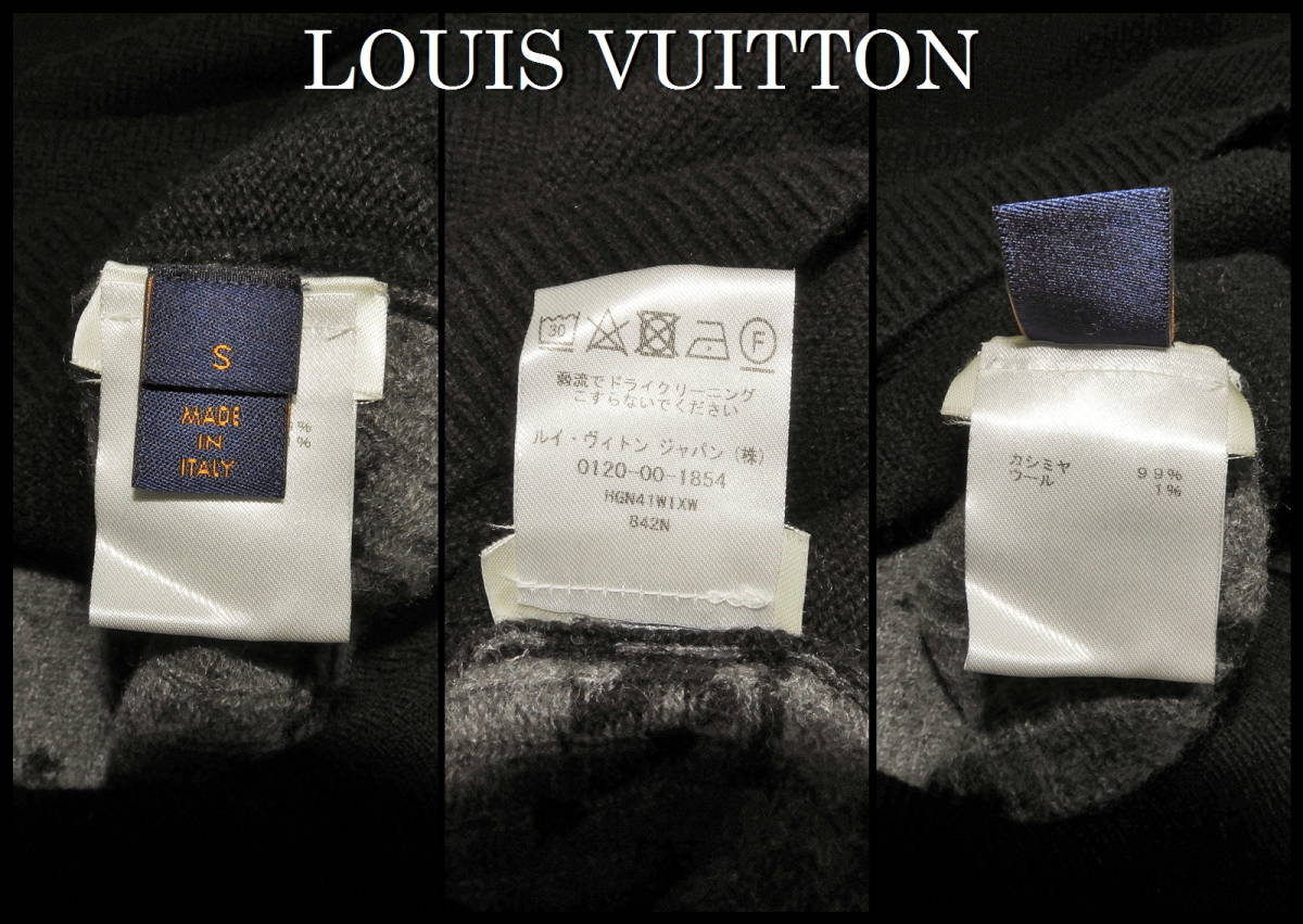 LOUIS VUITTON カシミヤ ニットセーター ルイヴィトン 国内正規品 黒 グレー モノグラム S ダミエ ブラック ジャケット メンズ 美品 バッグ_画像5