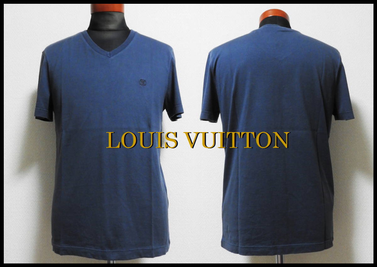 LOUIS VUITTON ロゴ Tシャツ 国内正規品 ルイヴィトン Ｖネック 半袖 メンズ S モノグラム LV ダミエ ネクタイ スニーカー 紺 青 バッグの画像2