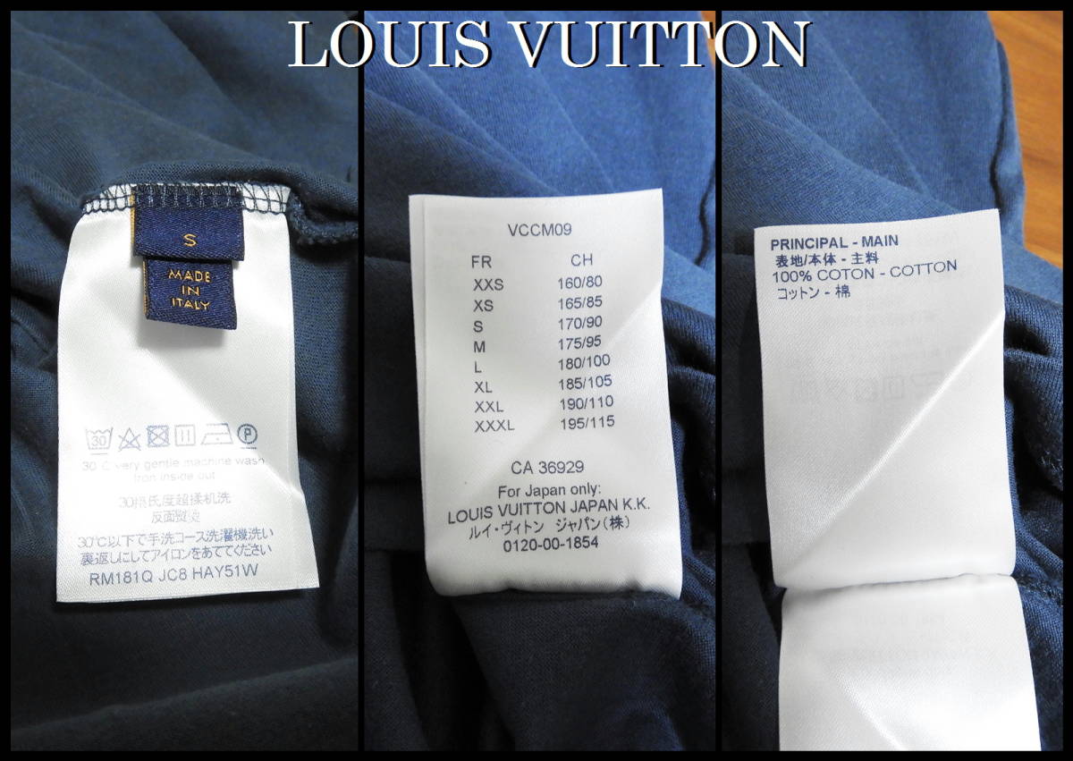 LOUIS VUITTON ロゴ Tシャツ 国内正規品 ルイヴィトン Ｖネック 半袖 メンズ S モノグラム LV ダミエ ネクタイ スニーカー 紺 青 バッグの画像4