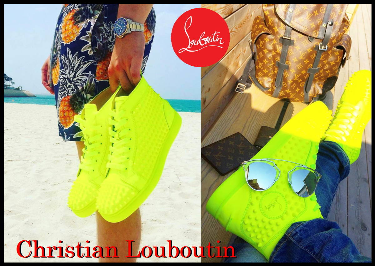 レア色 Christian Louboutin ローラーボート 蛍光イエロー メンズ