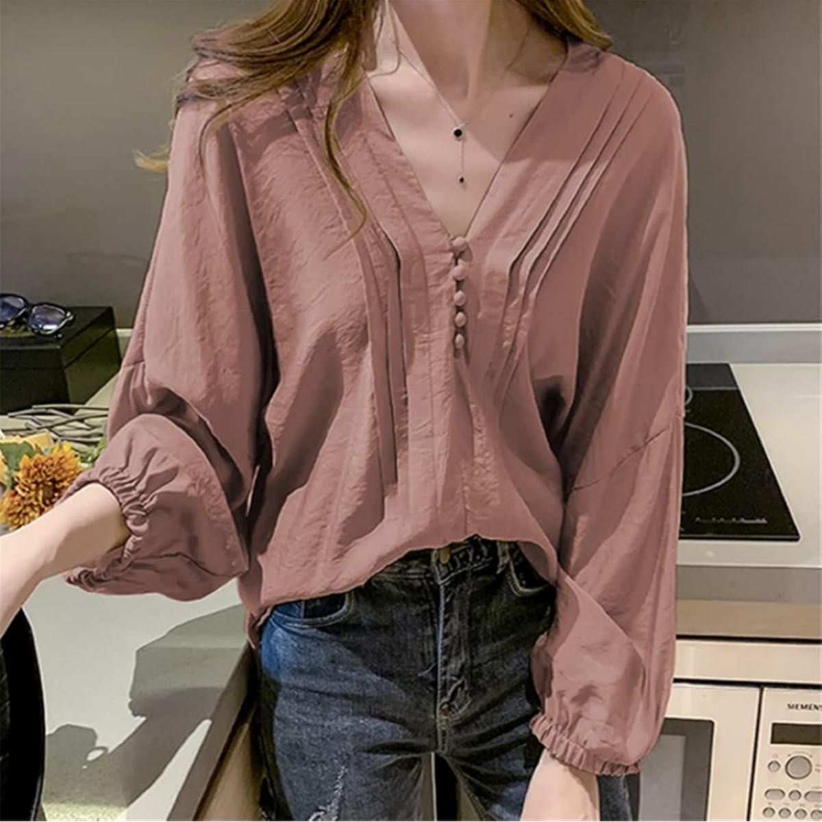 くすみピンク シャツ 長袖シャツ 【Lサイズ】シャツ ブラウス くすみピンク シャツ 長袖シャツ 【Lサイズ】シャツ ブラウス