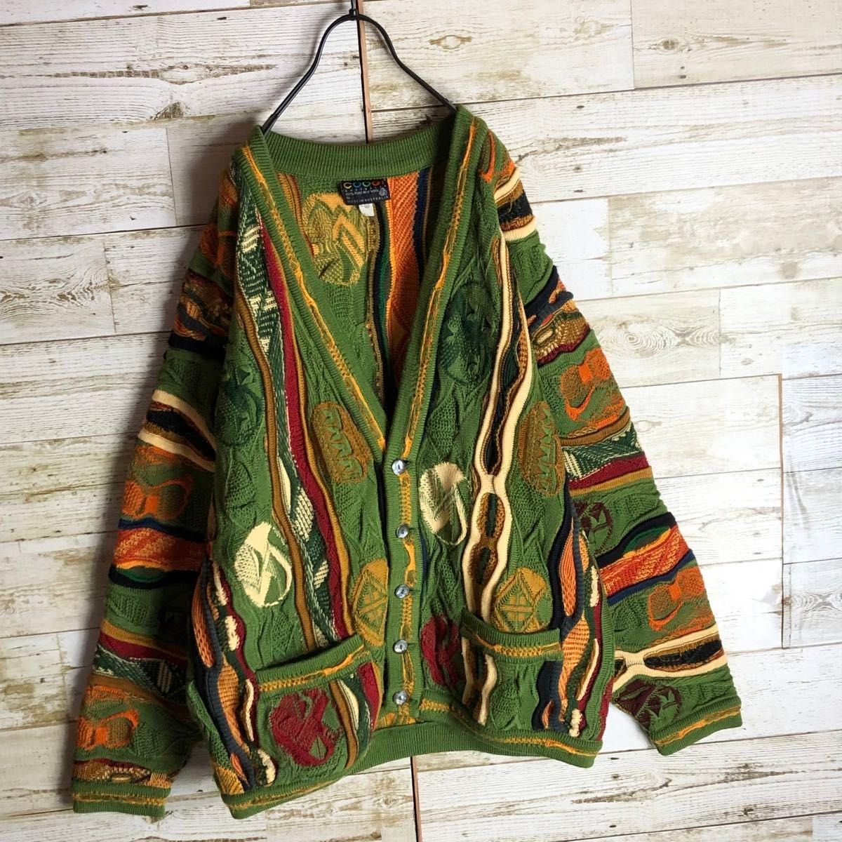coogi クージー 立体 編込み 3Dニット マルチカラー総柄 ウール coogi クージー 立体 編込み 3Dニット マルチカラー総柄 ウール
