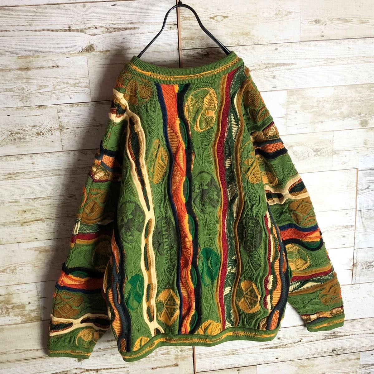 coogi クージー 立体 編込み 3Dニット マルチカラー総柄 ウール coogi クージー 立体 編込み 3Dニット マルチカラー総柄 ウール