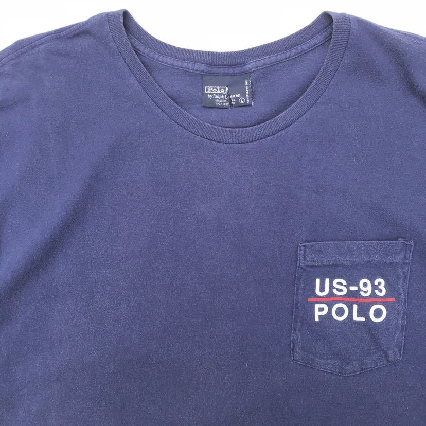 激レア 当時物 90s RALPH LAUREN US-93 POLO 1993 P SALING Tシャツ ネイビー L(XL相当) ラルフローレン  ビンテージ オリジナル 1992