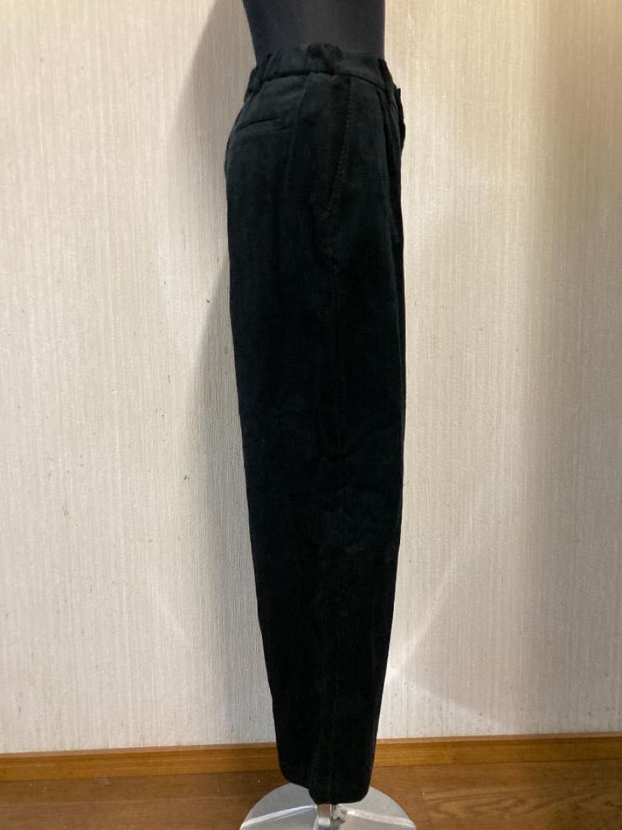 タグ付き MidiUmi ワイドパンツ タックパンツ コーデュロイ 黒 タグ付き MidiUmi ワイドパンツ タックパンツ コーデュロイ 黒