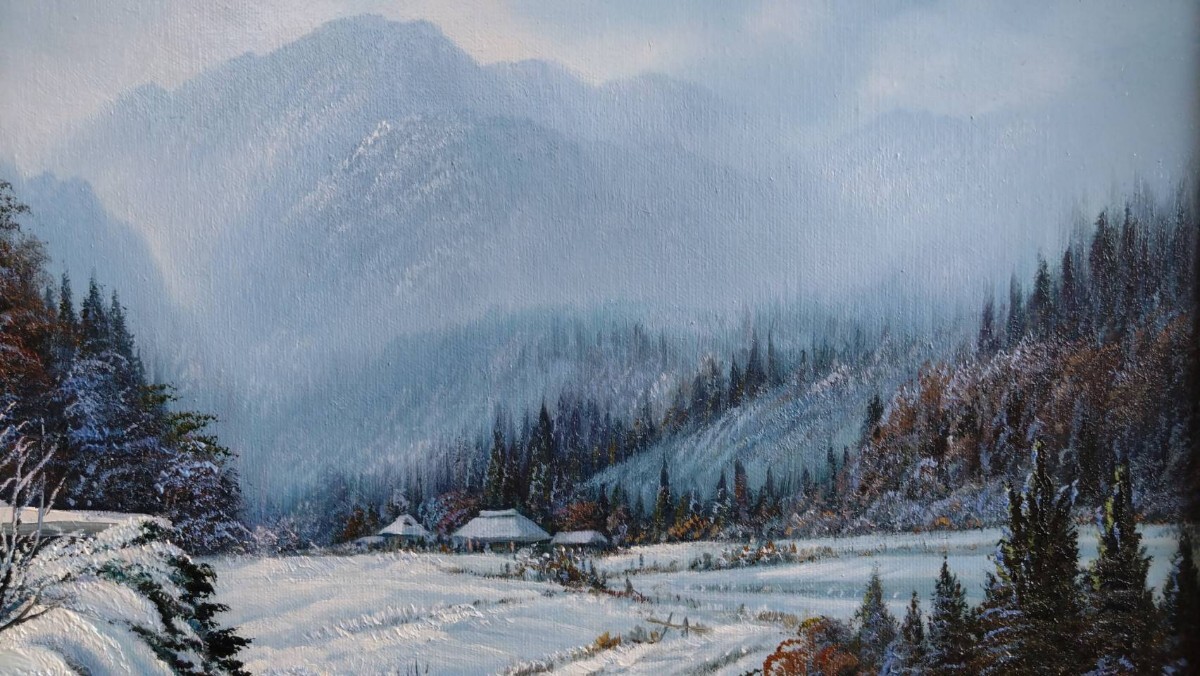 ☆人見友紀 伝説の逃亡画家 油彩画 油絵 「雪の散歩道」10号 ☆人見友紀 伝説の逃亡画家 油彩画 油絵 「雪の散歩道」10号