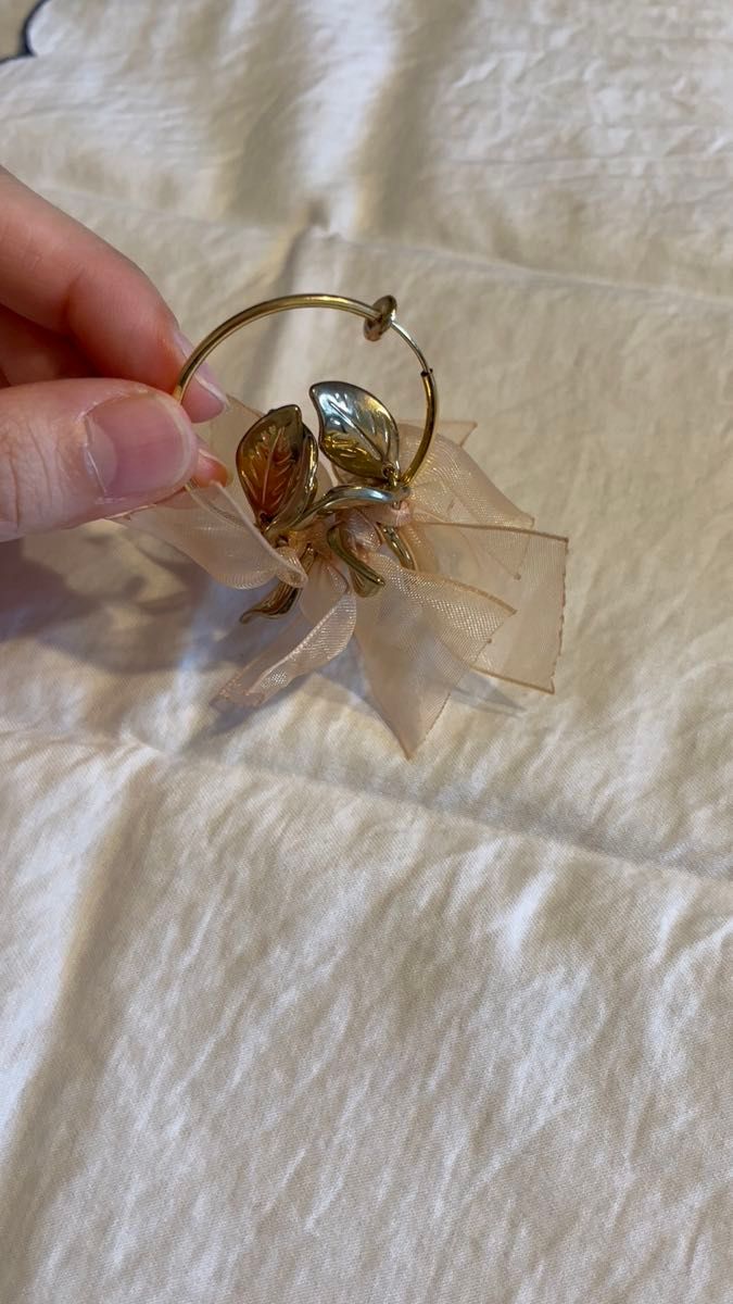 イヤリング ウエディング 花嫁 ドレス お色直し ゴールド リボン ブライダル