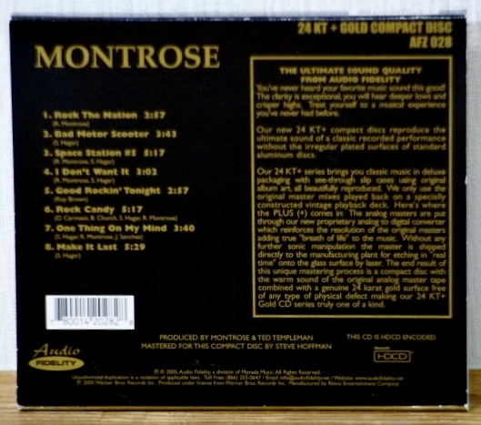 モントローズ/MONTROSE★高音質24KT+GOLD CD ゴールドCD サミー・ヘイガー AUDIO FIDELITY_画像2