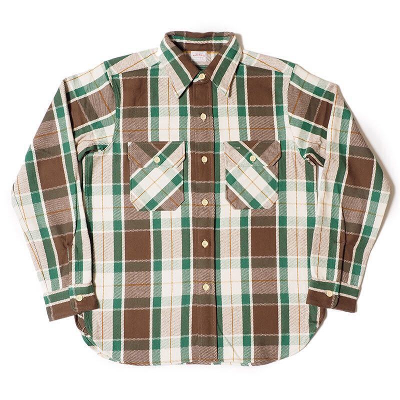 WAREHOUSE ノンウォッシュ GREEN/サイズ40 Lot.3104 C柄 Flannel Shirt ウエアハウス フランネルシャツ ネルシャツ