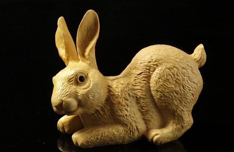 [. plant carving animal ] *. rabbit * natural / natural tree made / handmade / hand made / skill sculpture / interior / present /.. thing 