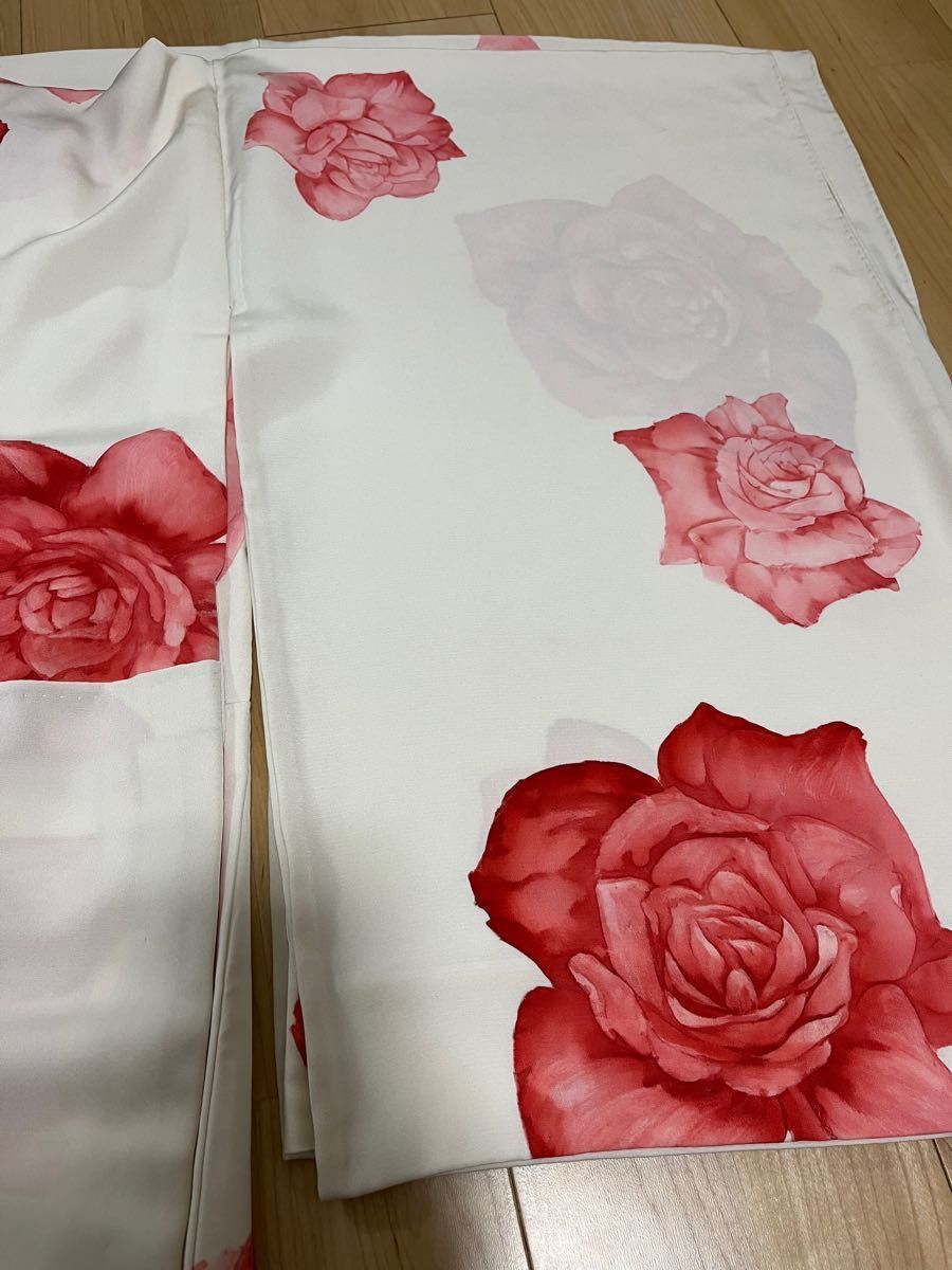 大正ロマン　紬　薔薇模様　着物　正絹　単衣 大正ロマン紬薔薇模様着物正絹単衣