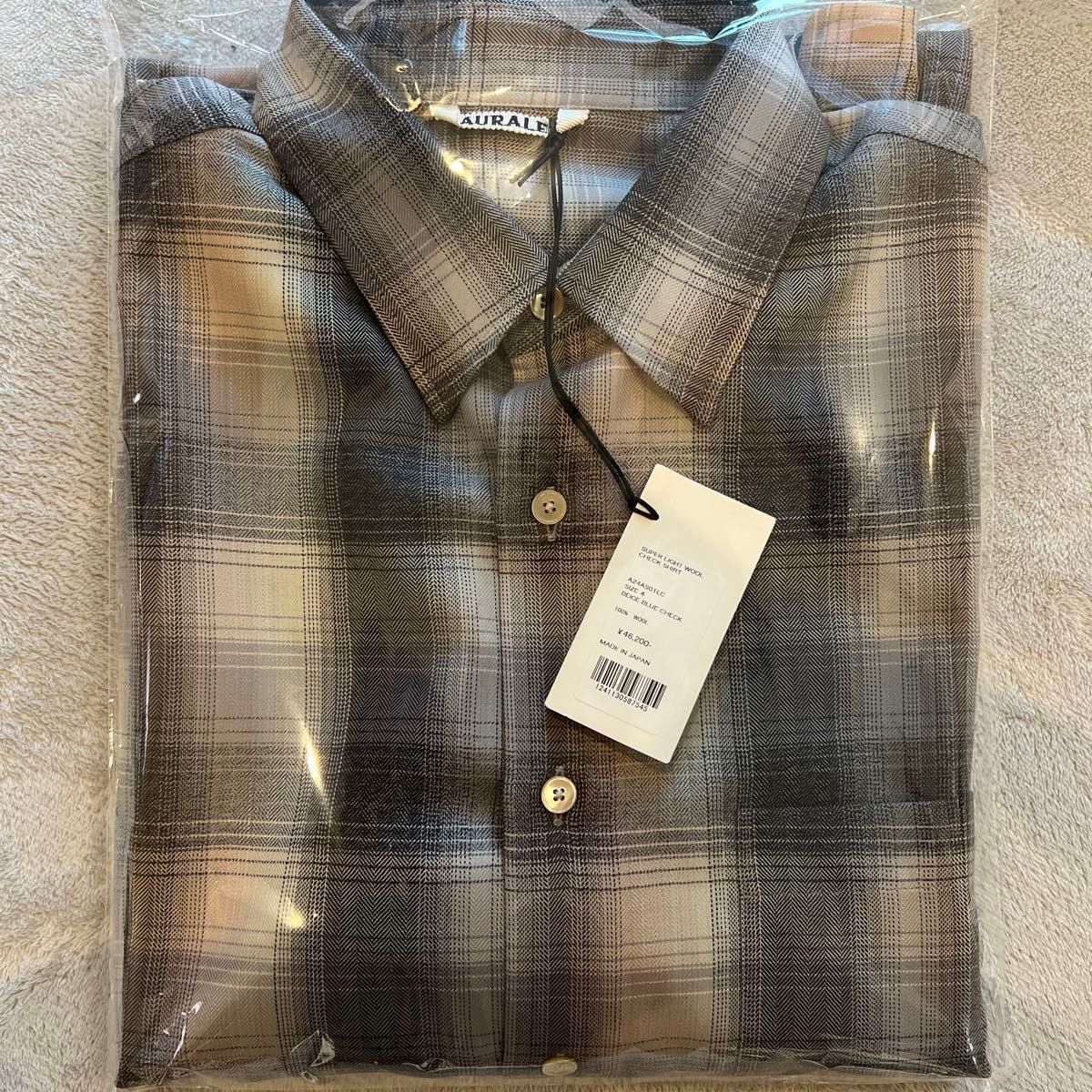 24AW AURALEE SUPER LIGHT WOOL CHECK SHIRT BEIGE BLUE CHECK 24AW AURALEE SUPER LIGHT WOOL CHECK SHIRT BEIGE BLUE CHECK