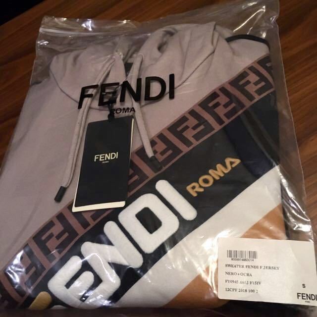 S 新品正規品 FENDI MANIA FENDI / FILA Mania Logo フェンディマニア 刺繍ロゴ フーディー パーカー ヘイレイリー カールラガーフェルド_画像2