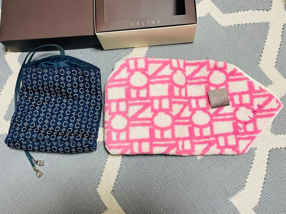 新品 未使用 箱付き セリーヌ ポーチ ハンカチ セット CELINE 新品 未使用 箱付き セリーヌ ポーチ ハンカチ セット CELINE