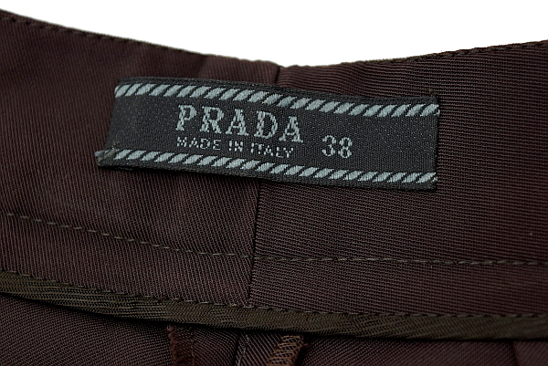 J-6428* очень красивый товар *PRADA Prada * стандартный товар Италия производства Brown полиэстер стрейч материалы брюки 38