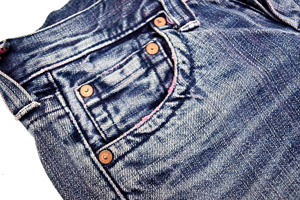 J-7805★FULLCOUNT   полный ...★ японского производства   винтажный  & Clash   обработка   кнопка ... ... синий  Denim    широкий  прямой   ... джинсы   25