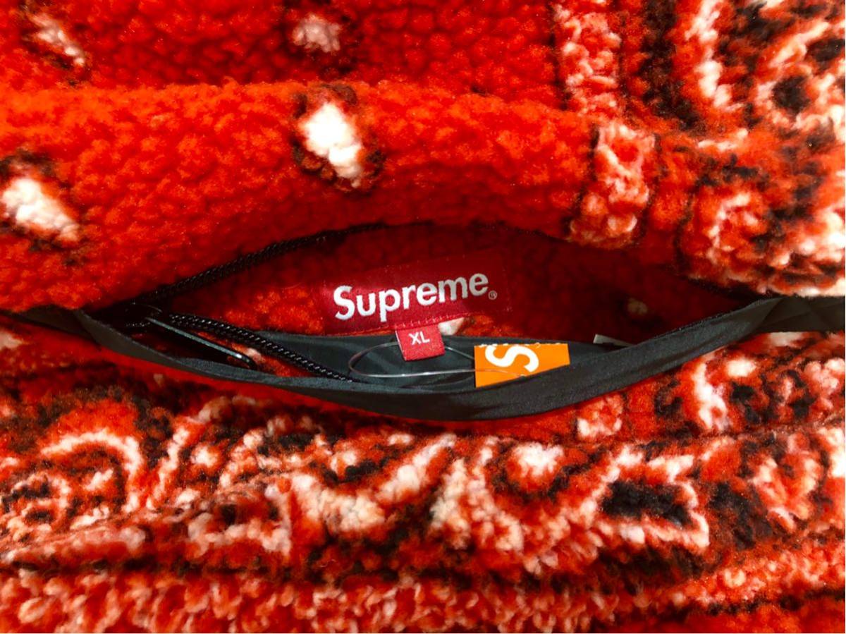 【新品 赤XL 19AW Reversible Bandana Fleece Jacket】 supreme バンダナ フリース gore tex s logo denali steep tech north face_画像2