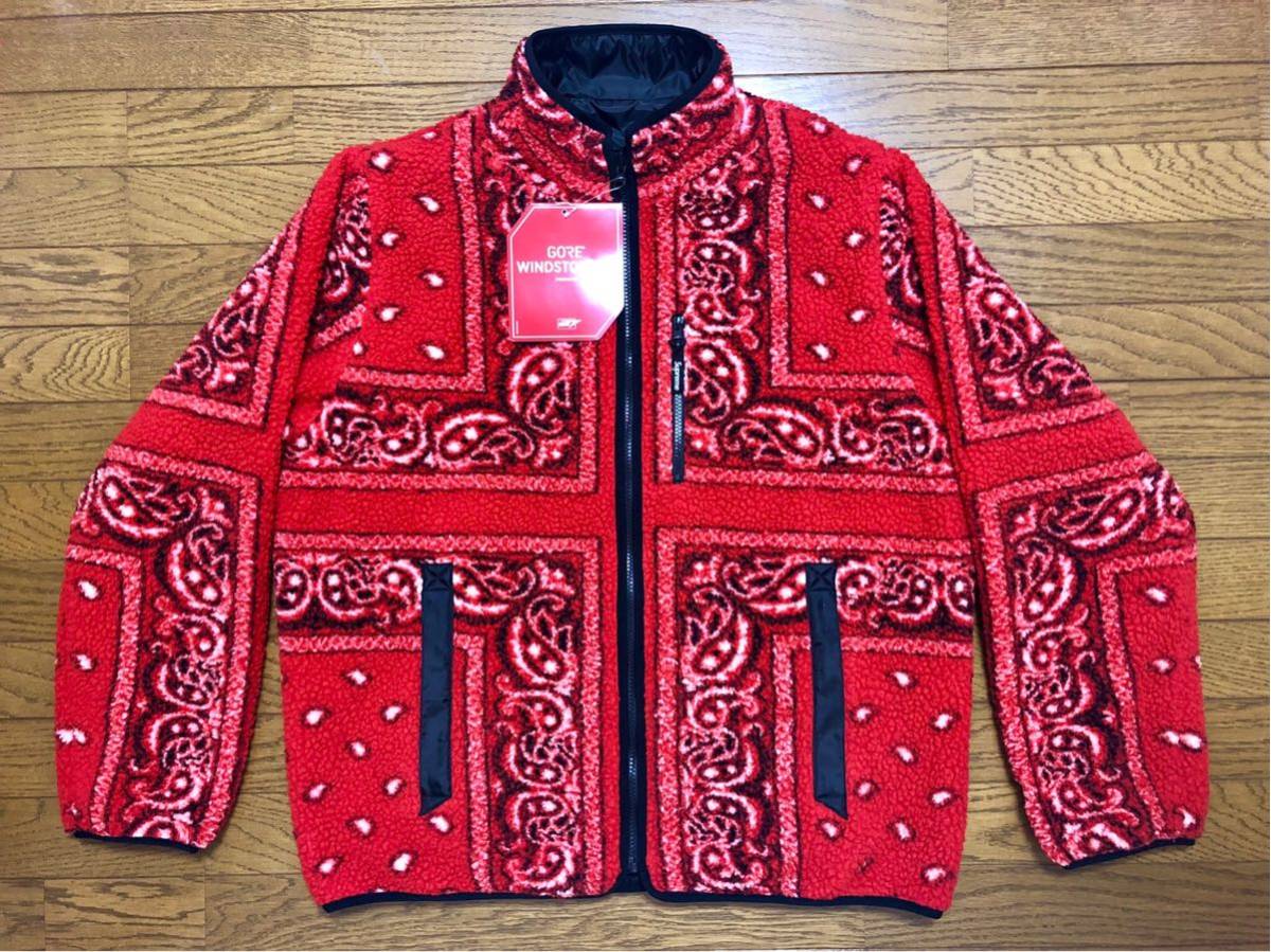 【新品 赤XL 19AW Reversible Bandana Fleece Jacket】 supreme バンダナ フリース gore tex s logo denali steep tech north face_画像4