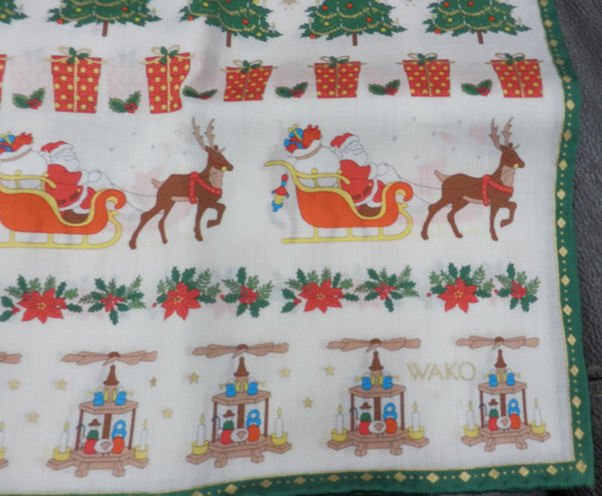 銀座和光 WAKO 綿100％ ハンカチ クリスマス柄 箱付き 未使用品 レタパ対応 札幌市西区 