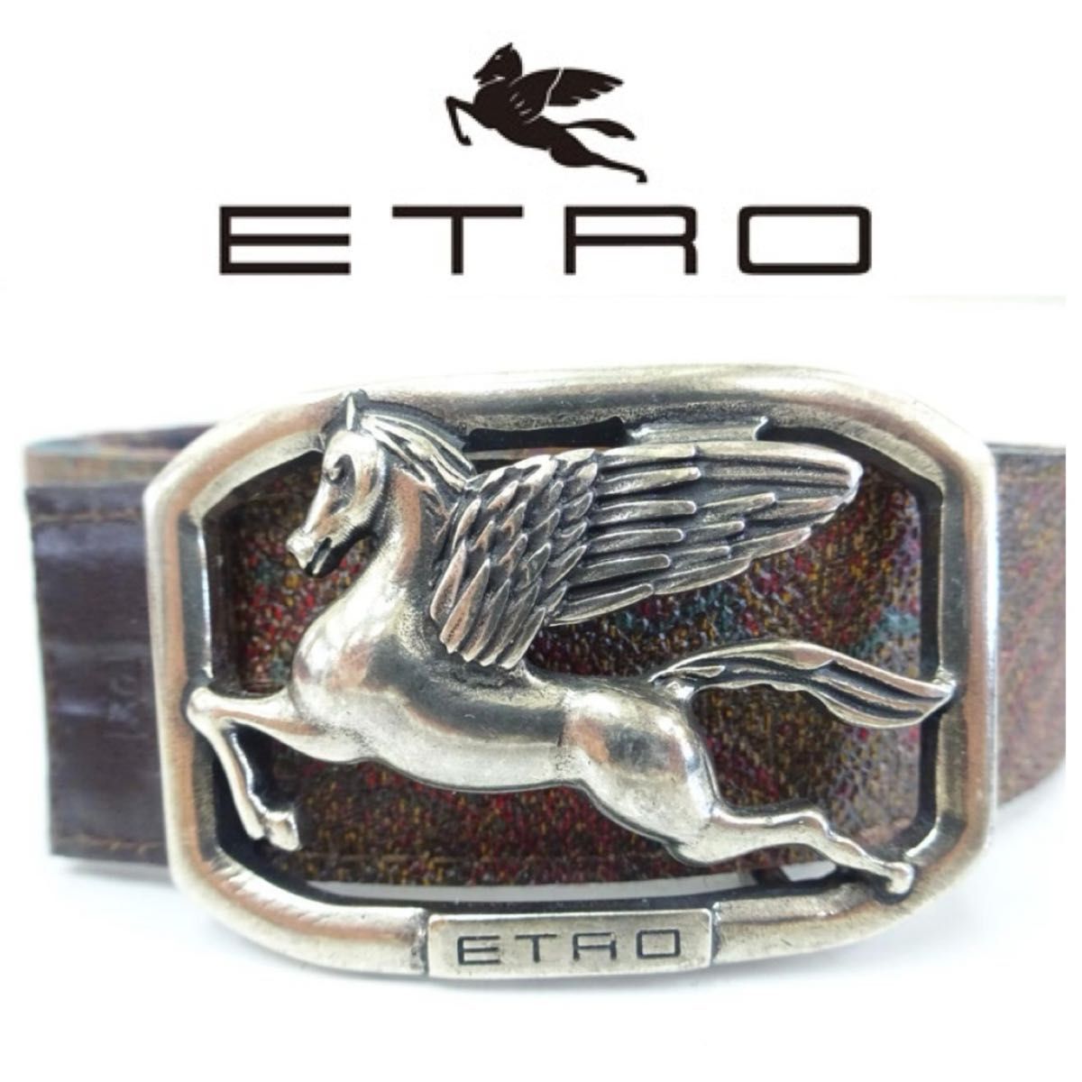エトロ ETRO ベルト ペガサス マルチカラー ペイズリー柄 メンズ エトロ ETRO ベルト ペガサス マルチカラー ペイズリー柄 メンズ