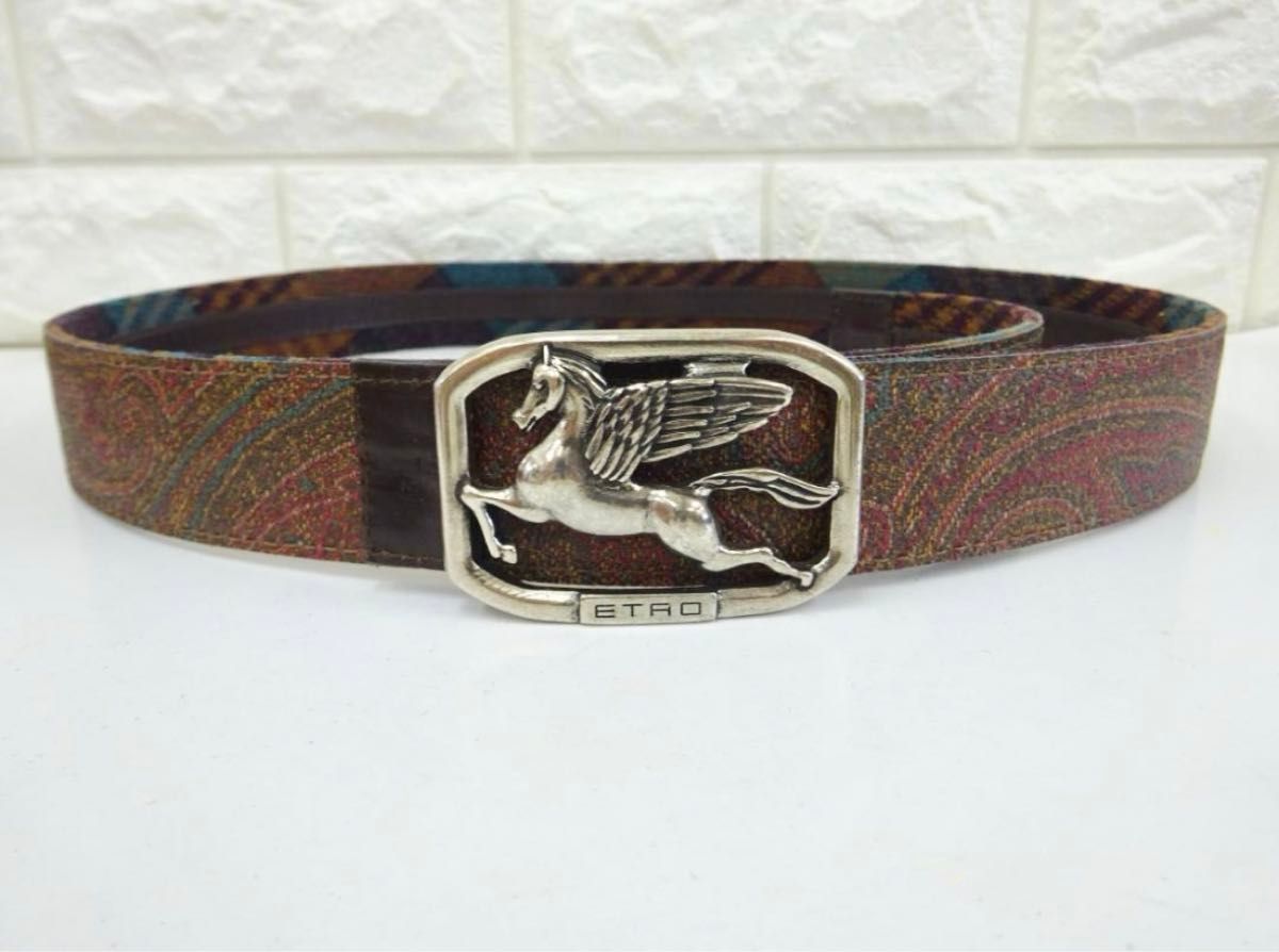 エトロ ETRO ベルト ペガサス マルチカラー ペイズリー柄 メンズ エトロ ETRO ベルト ペガサス マルチカラー ペイズリー柄 メンズ