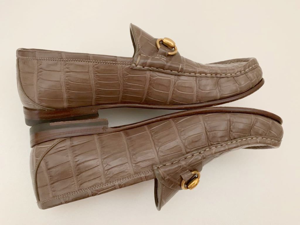  прекрасный товар GUCCI size6 черный ko Loafer bit крокодил туфли без застежки Gucci Италия производства с коробкой (P)