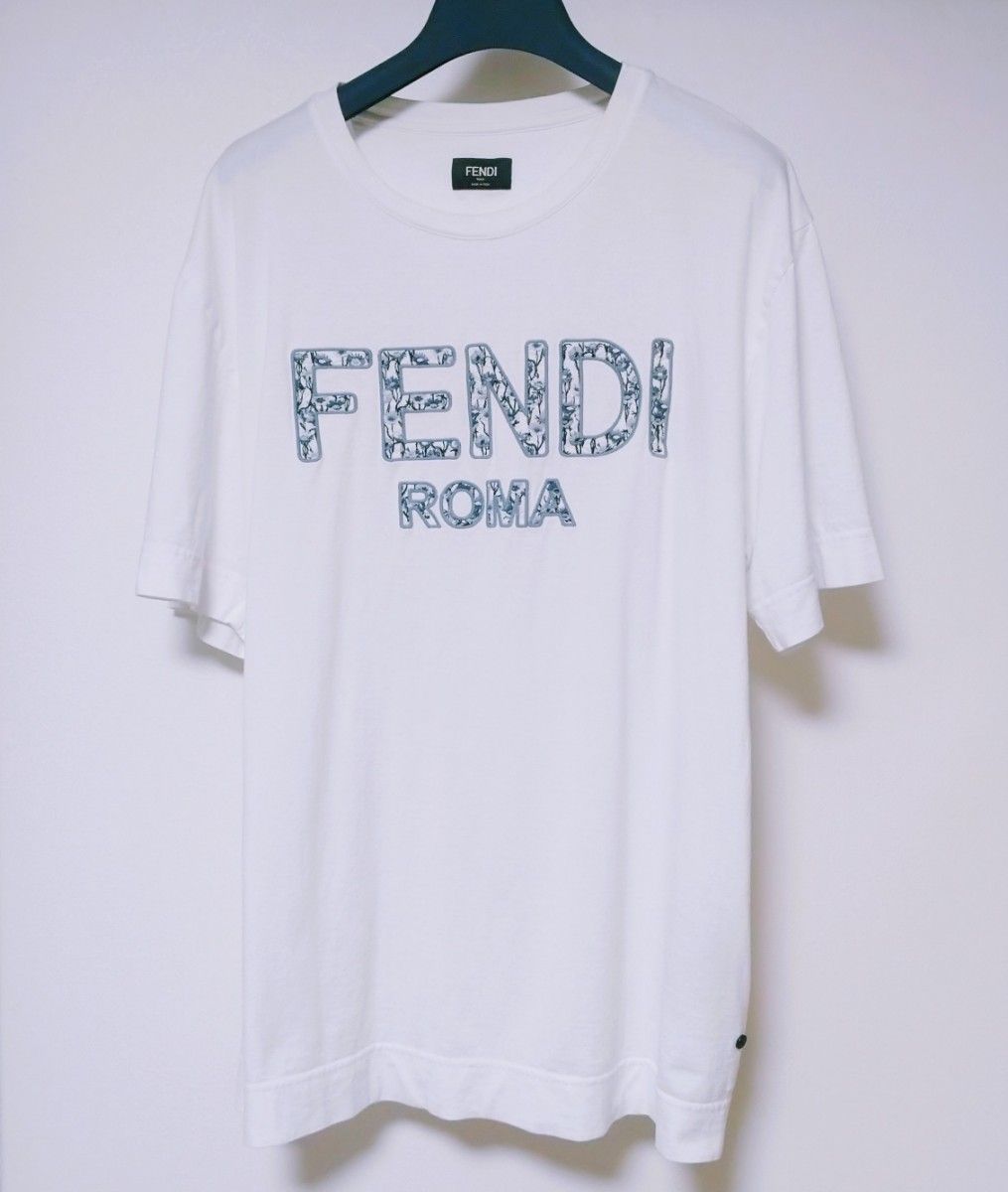 フェンディ 半袖カットソー フラワー柄刺繍ロゴ 白 M FENDI｜Yahoo 