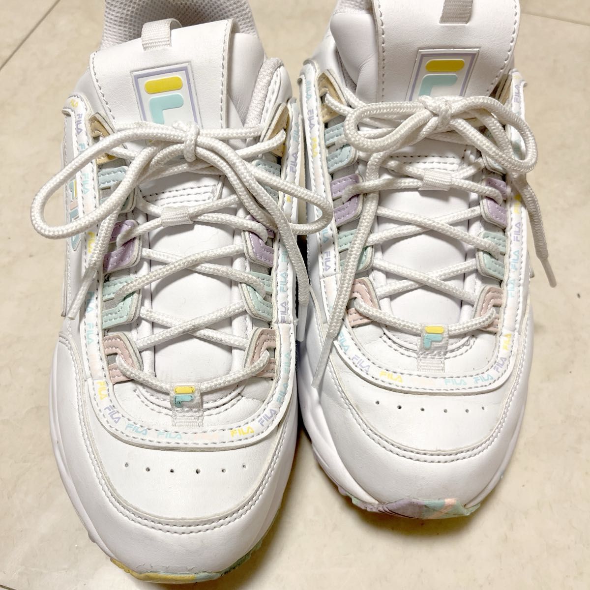 FILA フィラ 厚底スニーカー カラフル ホワイト 24cm|Yahoo FILA フィラ 厚底スニーカー カラフル ホワイト 24cm|Yahoo