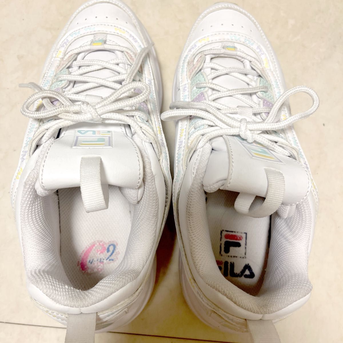 FILA フィラ 厚底スニーカー カラフル ホワイト 24cm|Yahoo FILA フィラ 厚底スニーカー カラフル ホワイト 24cm|Yahoo