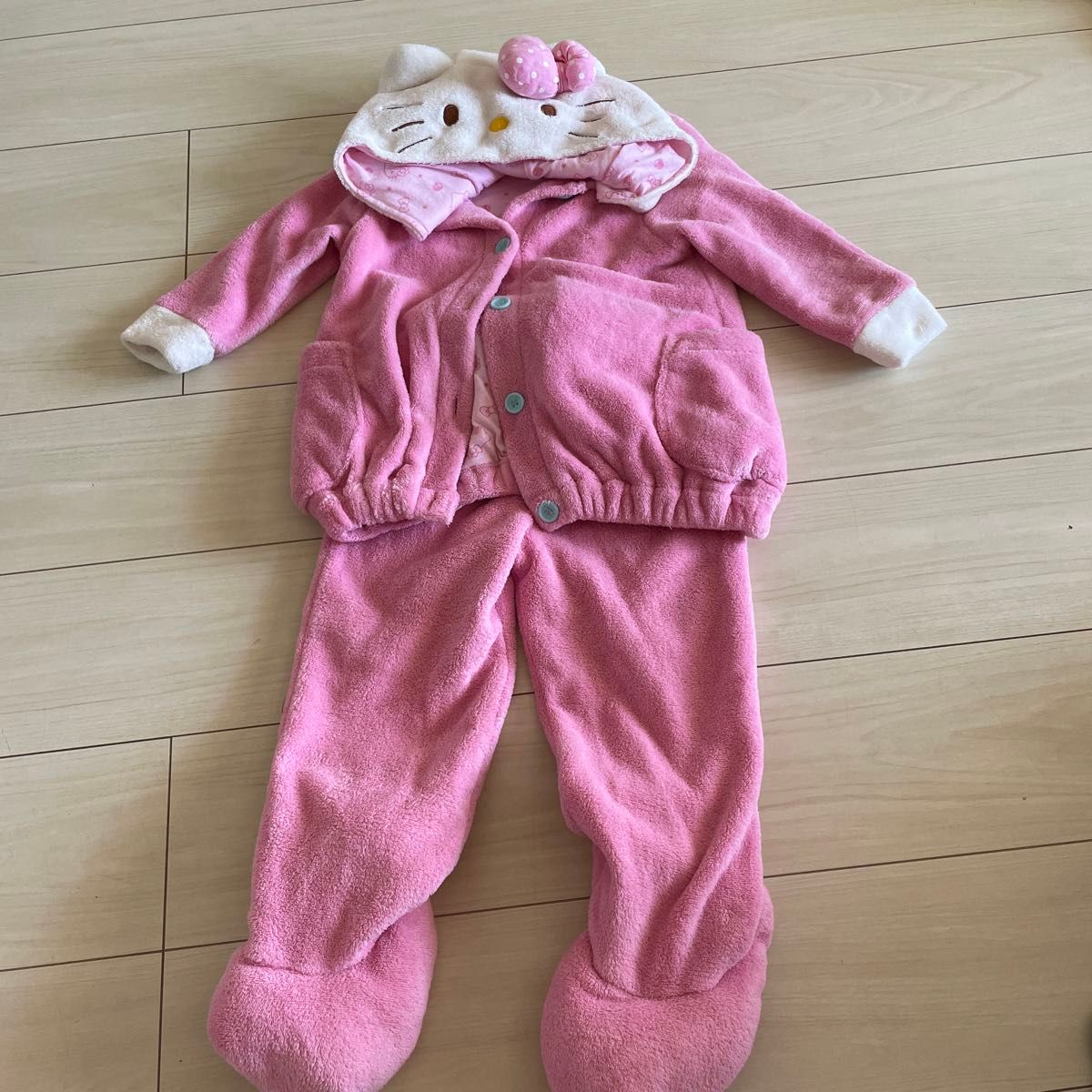 キティちゃん着ぐるみ パジャマ 上下セット ピンク ルームウェア キティちゃん着ぐるみ パジャマ 上下セット ピンク ルームウェア