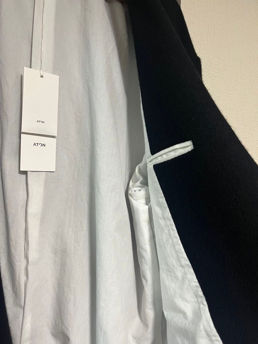 新品 ATON WASHED CASHMERE OVERSIZED JACKET ブラック 新品 ATON WASHED CASHMERE OVERSIZED JACKET ブラック