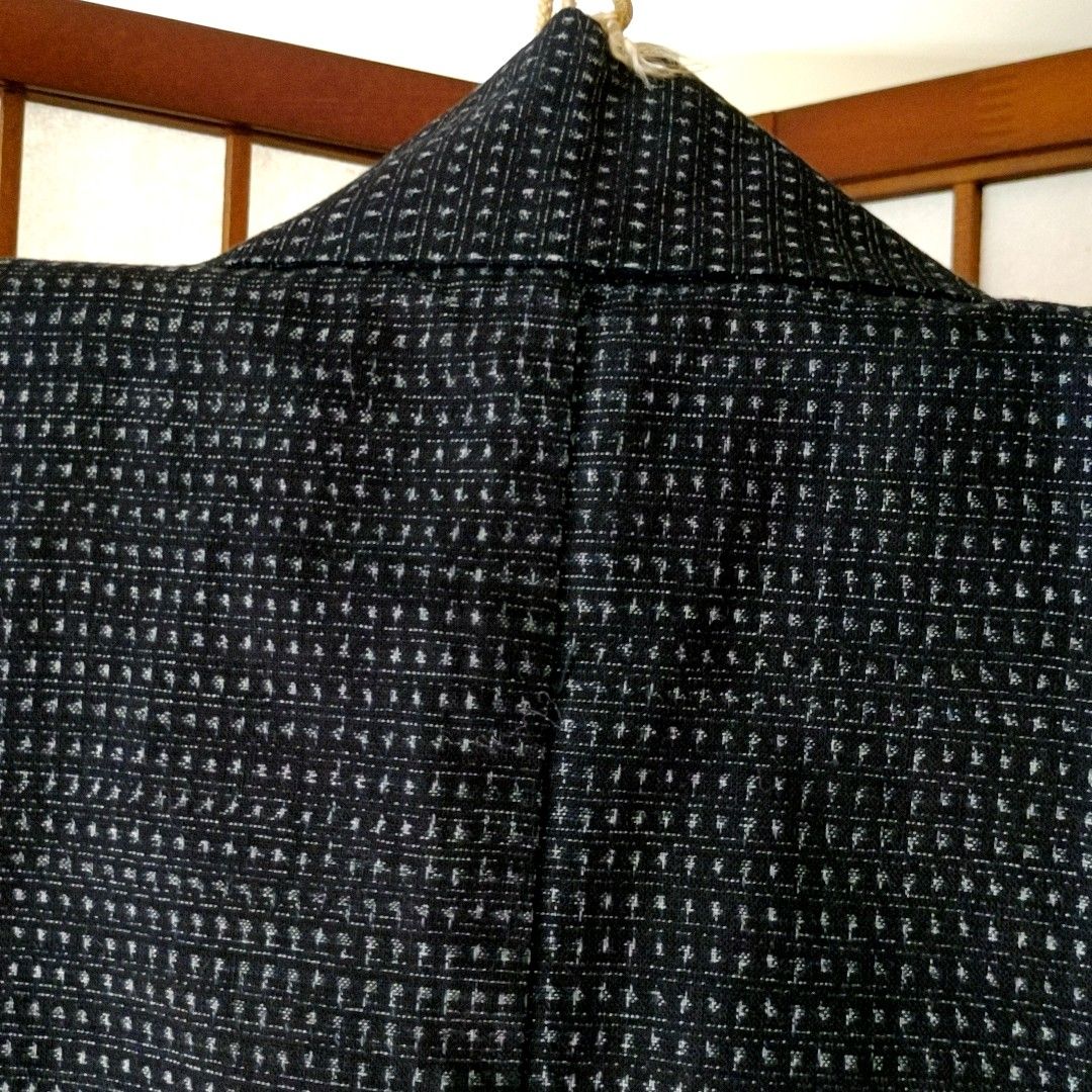 藍染め木綿着物 袷 書生絣 男着物 久留米絣( ) リメイク用 藍染め木綿着物 袷 書生絣 男着物 久留米絣( ) リメイク用