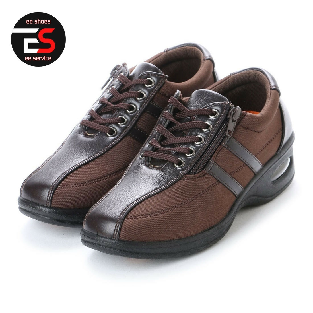 * new goods *[17444_BROWN_24.5] woman casual shoes light weight & soft feeling air cushion sole race up type 