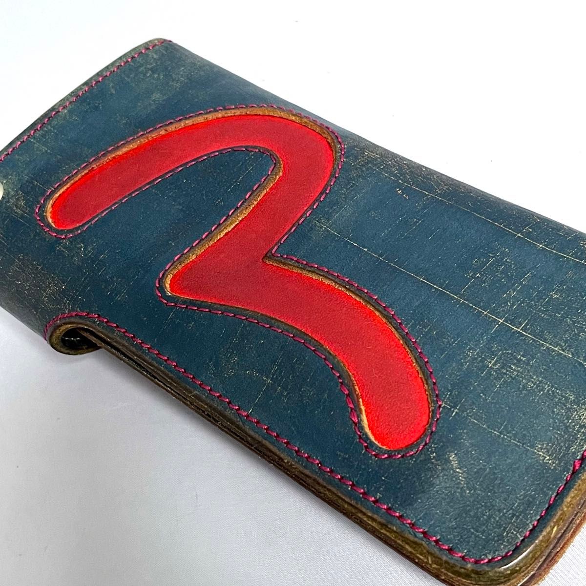 希少】EVISU デニム加工 長財布 エヴィス ど根性3号 JEANING 赤 希少】EVISU デニム加工 長財布 エヴィス ど根性3号 JEANING 赤