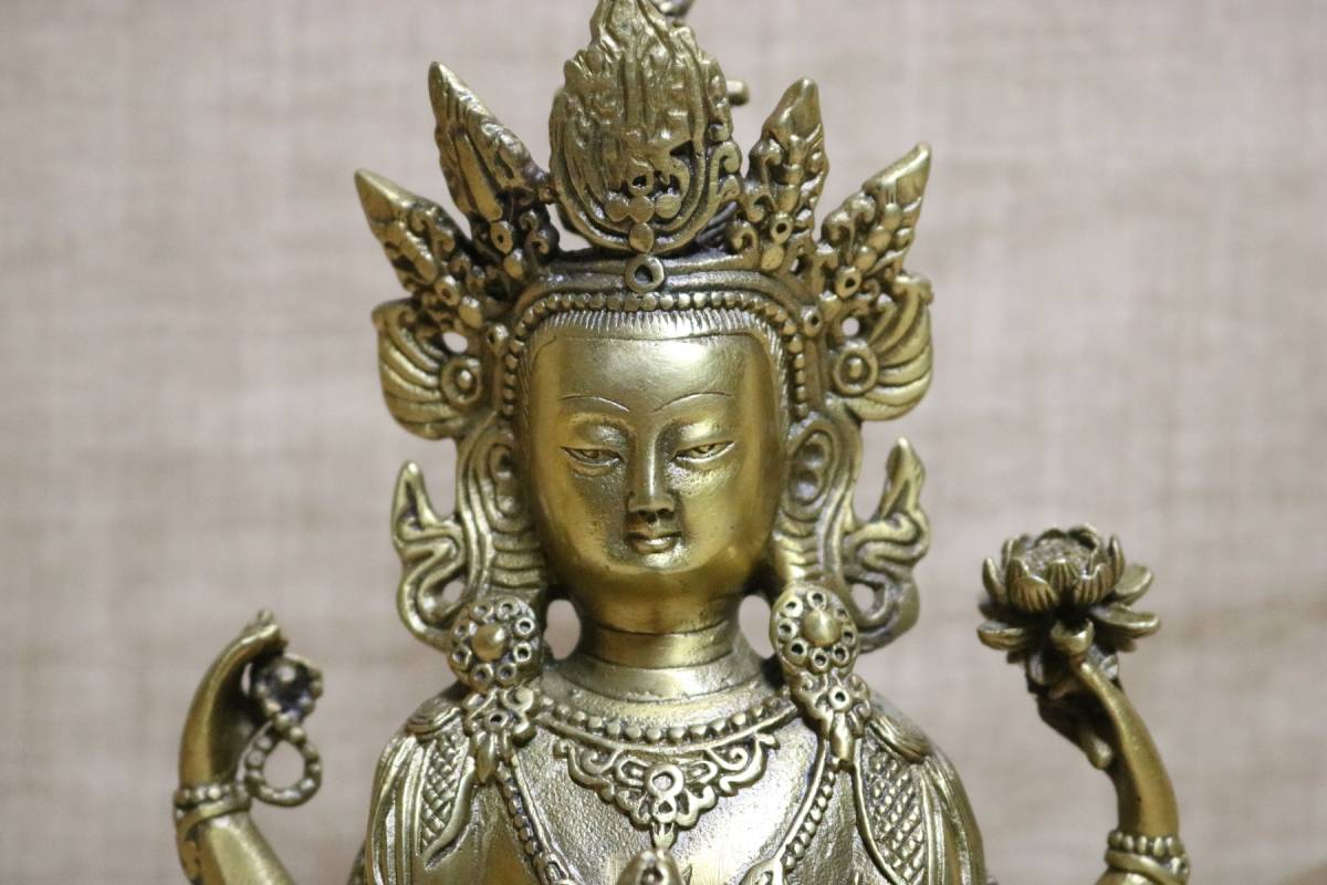 仏像　チベット仏像　四臂観音菩薩　金属工芸　　AR06