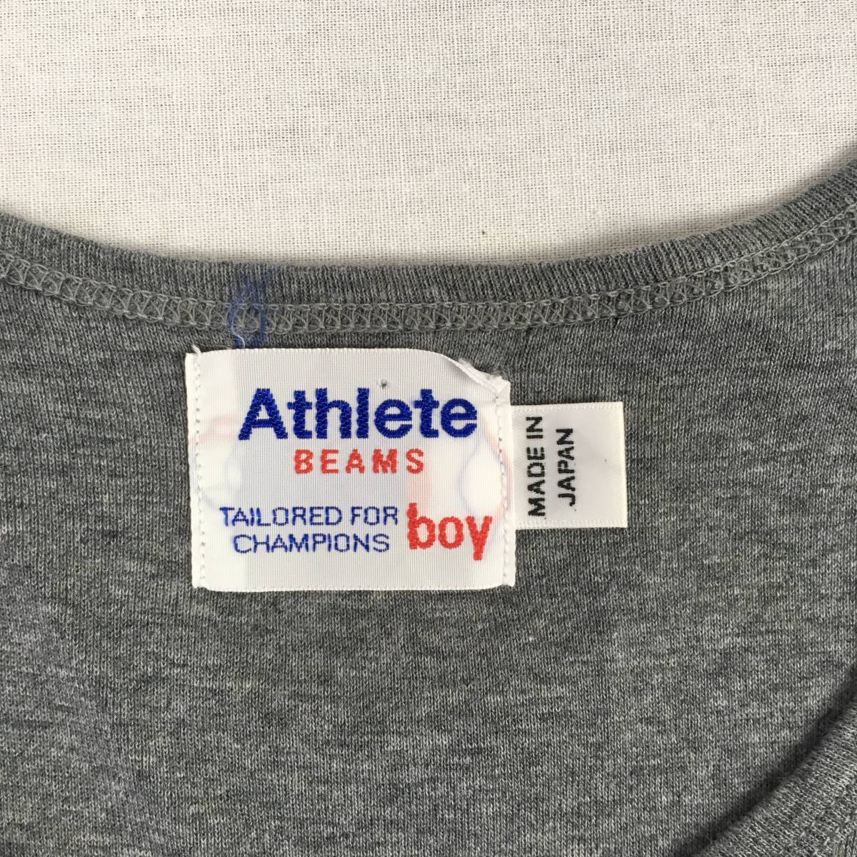 BEAMS BOY ビームスボーイ 日本製 Athlete アスリート コットンタンクトップ グレー 灰色 霜降り boyサイズ_画像2