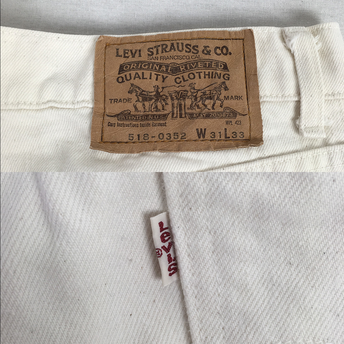 【80s】Levi's リーバイス 518-0352 日本製 83年 ホワイト コットン パンツ ジーンズ W31 L33_画像9