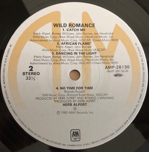 LP■JAZZ/HERB ALPERT/WILD ROMANCE/A&M AMP-28130/国内盤オリジナル/帯付 美品/JAZZ FUNK/FUSION/SMOOTH JAZZの画像6