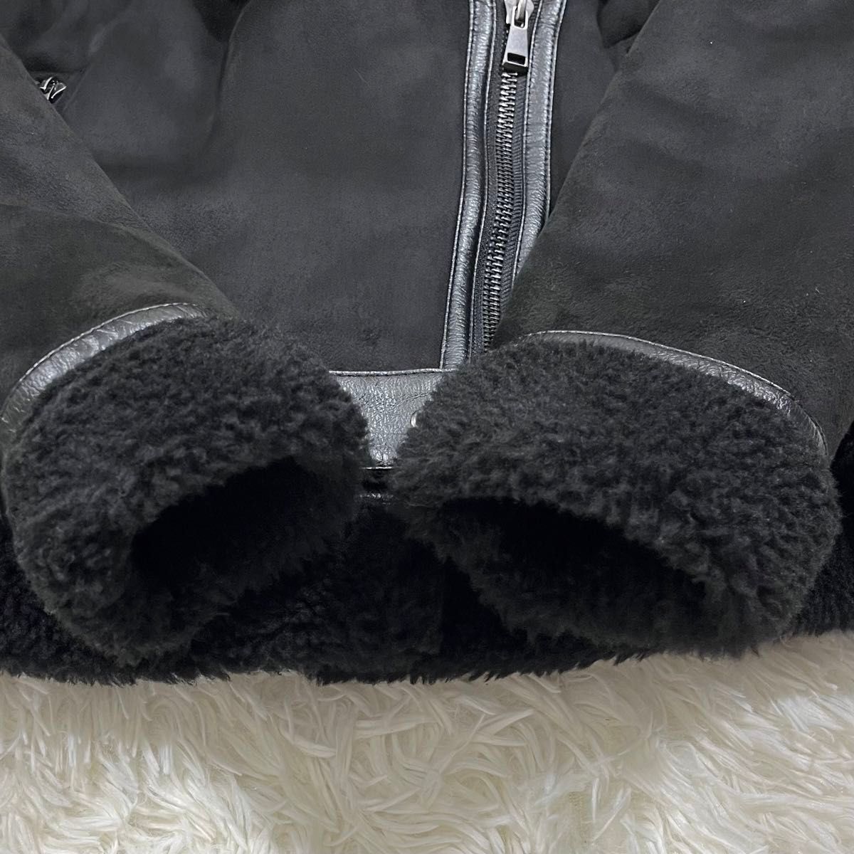 ZARA ザラ フェイクムートン ダブルライダースジャケット 裏地 ZARA ザラ フェイクムートン ダブルライダースジャケット 裏地