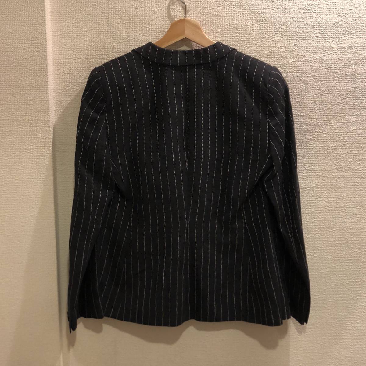  Armani ko let's .-ni1..linen stripe pattern tailored jacket 44