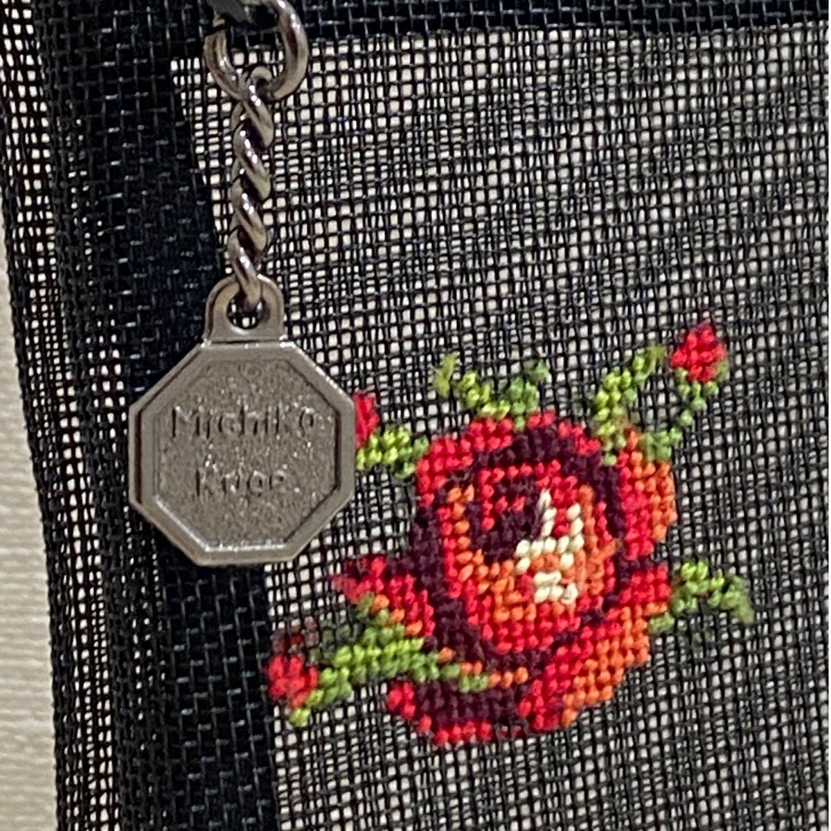 刺繍作家 久家道子 プチポアン 手刺繍 メッシュポーチ 未使用 刺繍作家 久家道子 プチポアン 手刺繍 メッシュポーチ 未使用