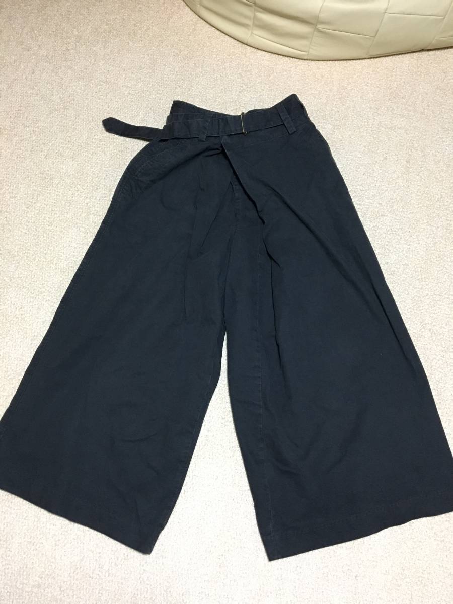 美品RNAコットンラップワイドパンツMネイビー