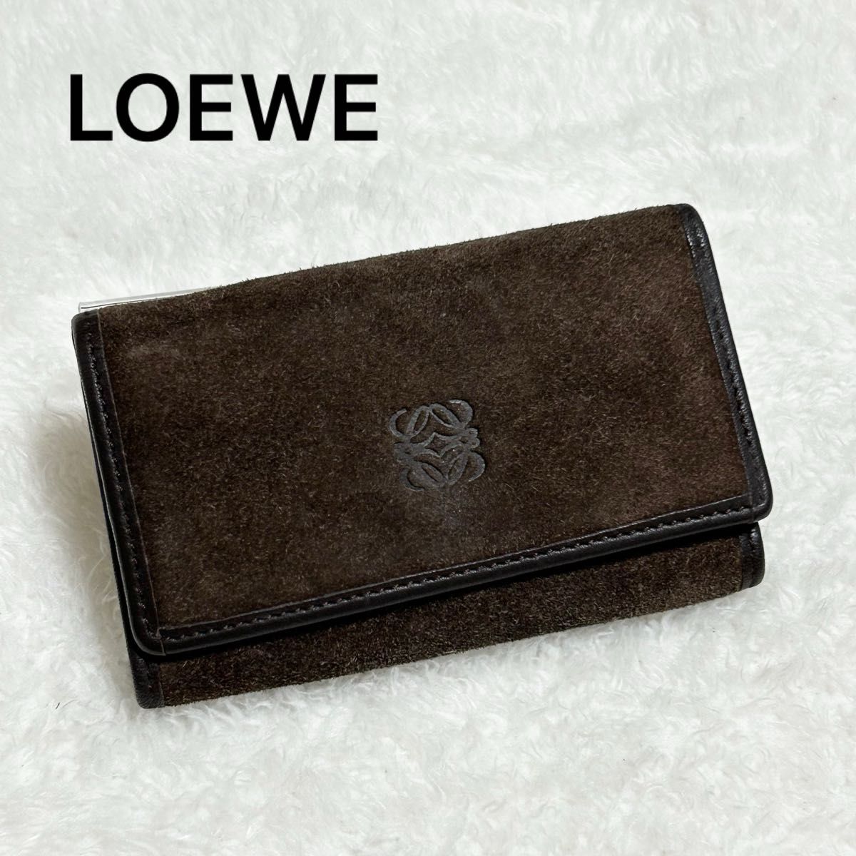 LOEWE ロエベ 6連 キーケース スウェード ロゴ 型押し LOEWE ロエベ 6連 キーケース スウェード ロゴ 型押し