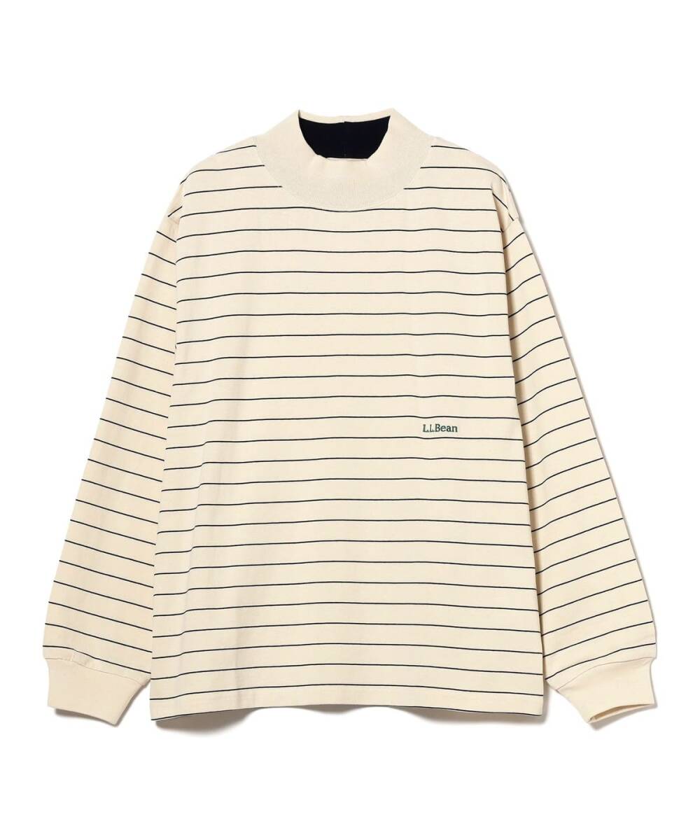 最新エルメス 即決 未使用【L.L.Bean】エルエルビーン Union Striped Mock キナリ XL ロンT LLBEAN 男性用